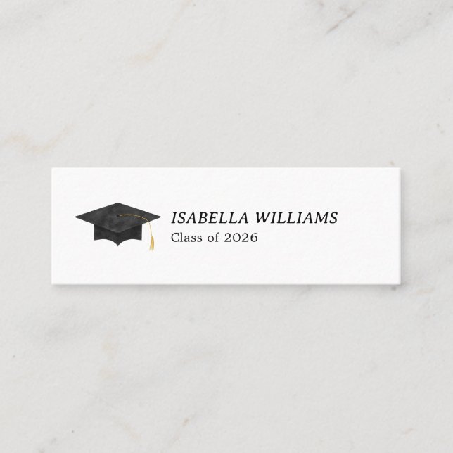 Carte D'appel Watercolor Graduation Cap Name Card - Insert Card (Devant)