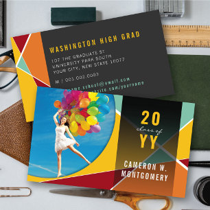 Carte D'appel Yellow Stylish Lignes géométriques Mood Photo Grad