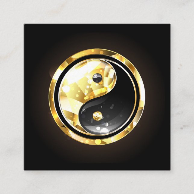 Carte D'appel Yin Yang or sur noir (Devant)