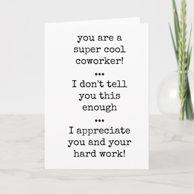 Carte d'appréciation Coworker, texte seulement, mi (Devant)