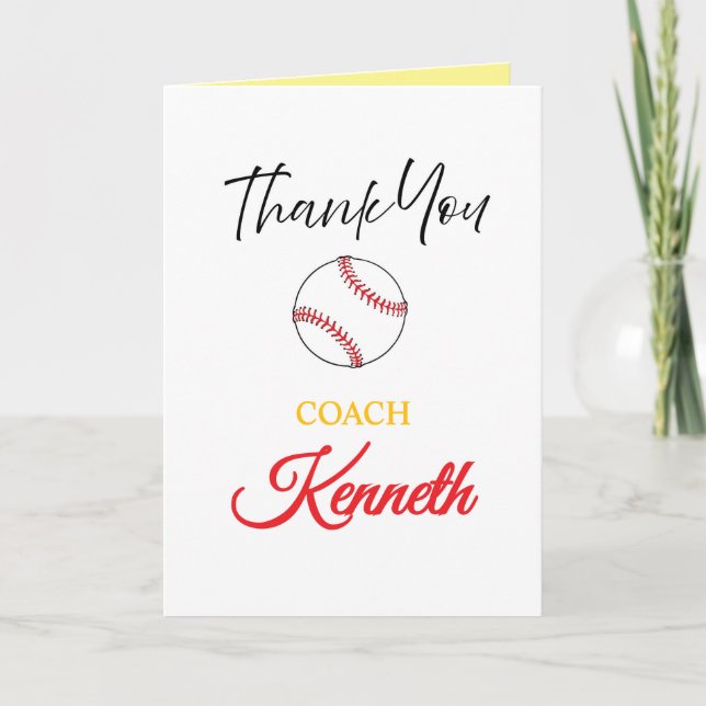 Carte d'appréciation des entraîneurs de baseball,  (Devant)