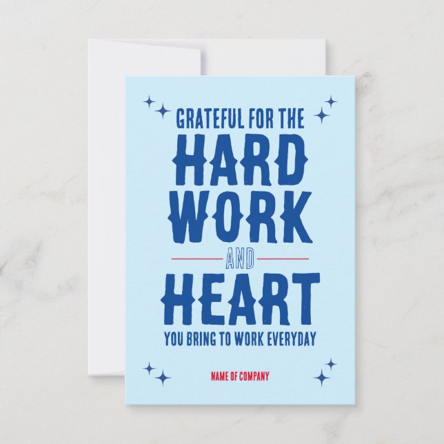 Carte d'appréciation du Merci du personnel employé (Devant)