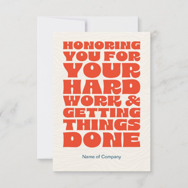 Carte d'appréciation du Merci du personnel employé (Devant)