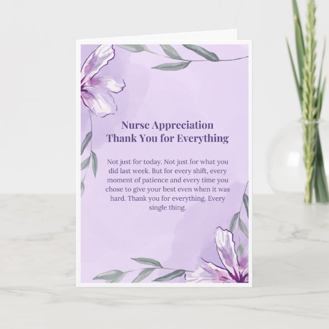 Carte d'appréciation — Merci pour tout infirmière (Devant)