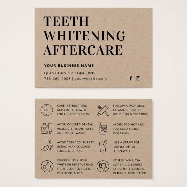 Carte d'après-soins Eco Kraft moderne teeth blanch (Devant & derrière)