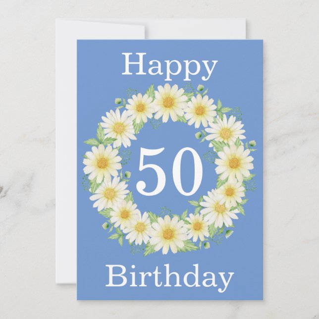 Carte d'aquarelle 50th Birthday Daisy (Devant)