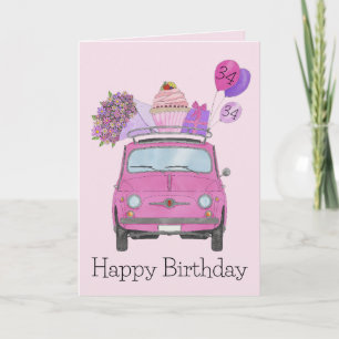 Carte d'aquarelle Anniversaire Retro 500 personnal