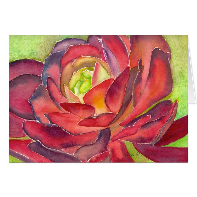 Carte d'aquarelle d'Aeonium par Debra Lee Baldwin (Devant horizontal)