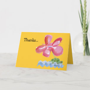 Carte d'aquarelle de tortue rose Merci