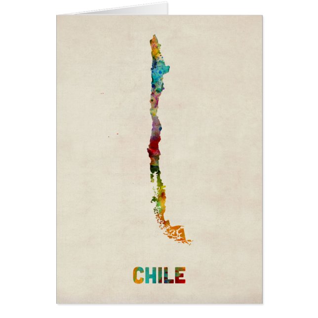 Carte d'aquarelle du Chili (Devant)