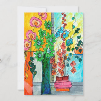 Carte d'aquarelle Escalade Fleurs