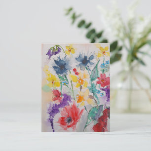 Carte d'aquarelle Fleur sauvage de printemps