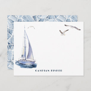 Carte d'Aquarelle pour Yacht & Seaguls
