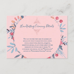 Carte d'Aquarelle rose Pearl Floral Détails