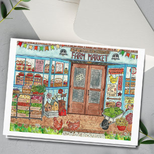 Carte d'aquarelle Summer Farmer's Market