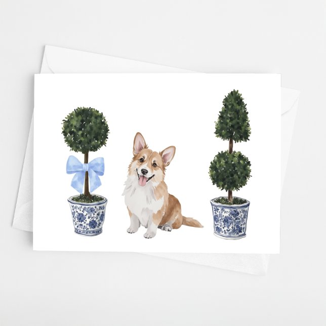 Carte d'aquarelle topographique à chiot de Corgi (Créateur téléchargé)