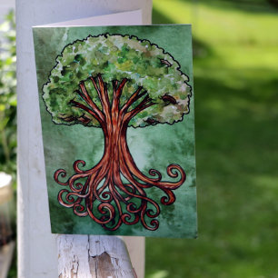 Carte d'aquarelle Yggdrasil Tree Norse Mythology