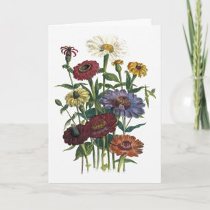 Carte d'aquarelle Zinnias