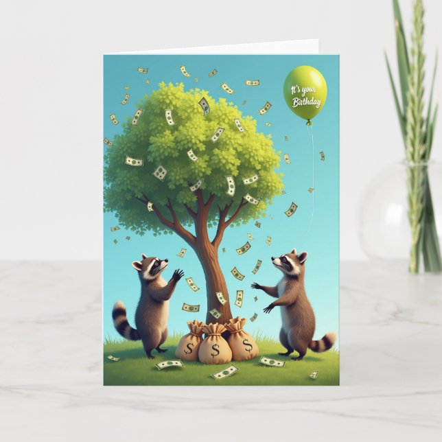 Carte d'Arbre à Argent pour Anniversaire Sucré (Devant)
