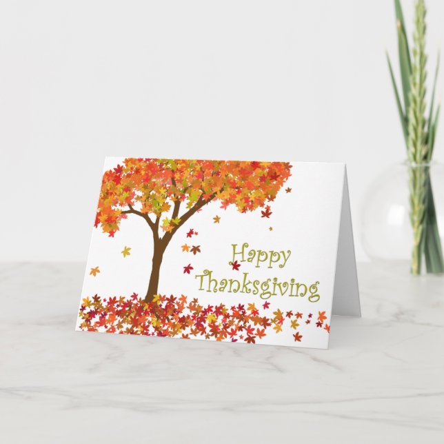 Carte d'arbre d'automne Thanksgiving (Devant)