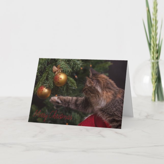 Carte d'arbre de chat de Joyeux Noël - MASQUEZ À (Devant)