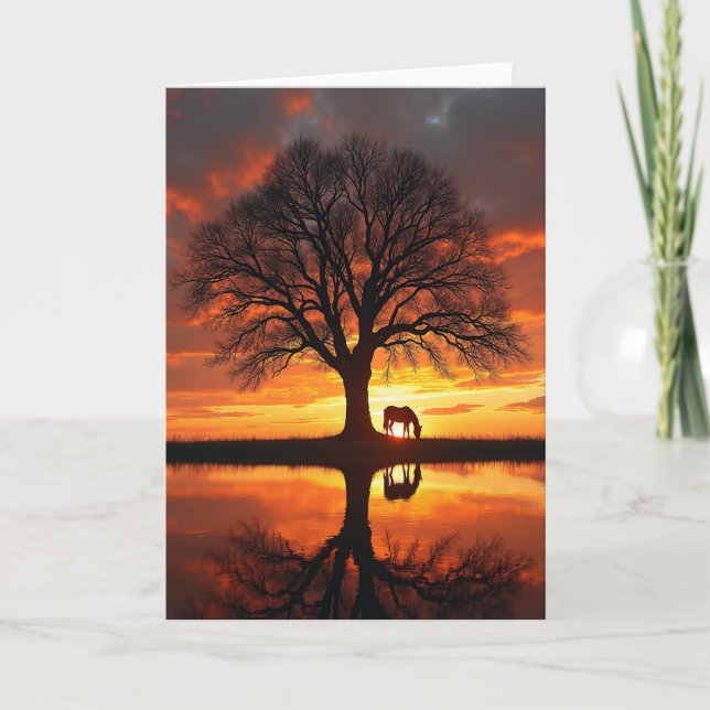 Carte d'arbre de coucher de soleil joyeux (Devant)