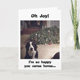 Carte d'arbre de Noël avec humour de chien