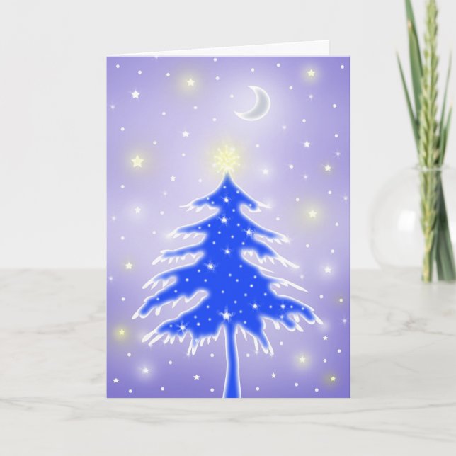 Carte d'arbre de Noël bleu (Devant)