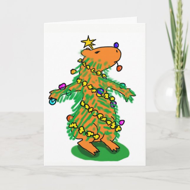 Carte d'arbre de Noël Capybara (Devant)