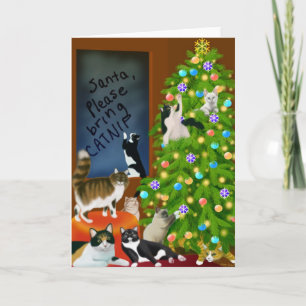 Carte d'arbre de Noël de chat de Kitty
