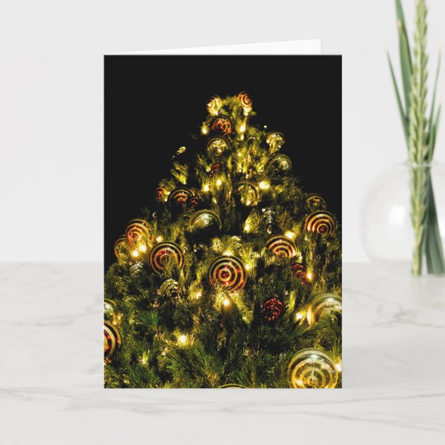 Carte d'arbre de Noël décorée (Devant)