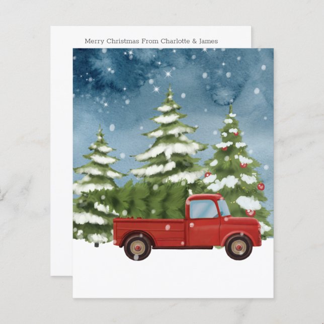 Carte d'arbre de Noël du Camion rouge BUDGET (Devant / Derrière)