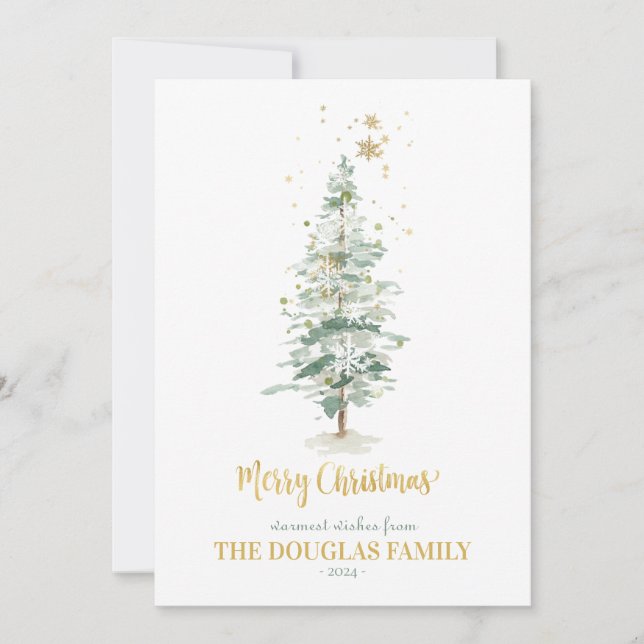 Carte d'arbre de Noël en bois d'hiver (Devant)