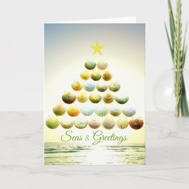 Carte d'arbre de Noël Shell Seas and Greys (Devant)