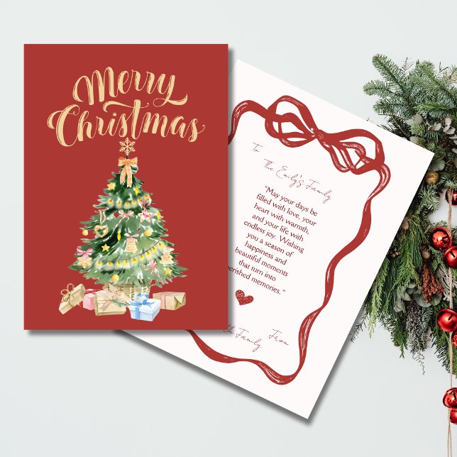 Carte d'arbre de Noël vintage Red Retro (Christmas Retro Vintage Card)