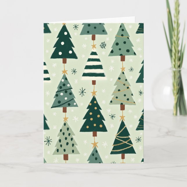 Carte d'Arbres de Noël Verts (Devant)
