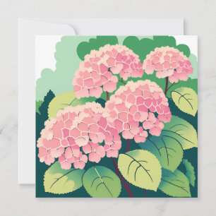 Carte d'arbuste d'hortensia rose
