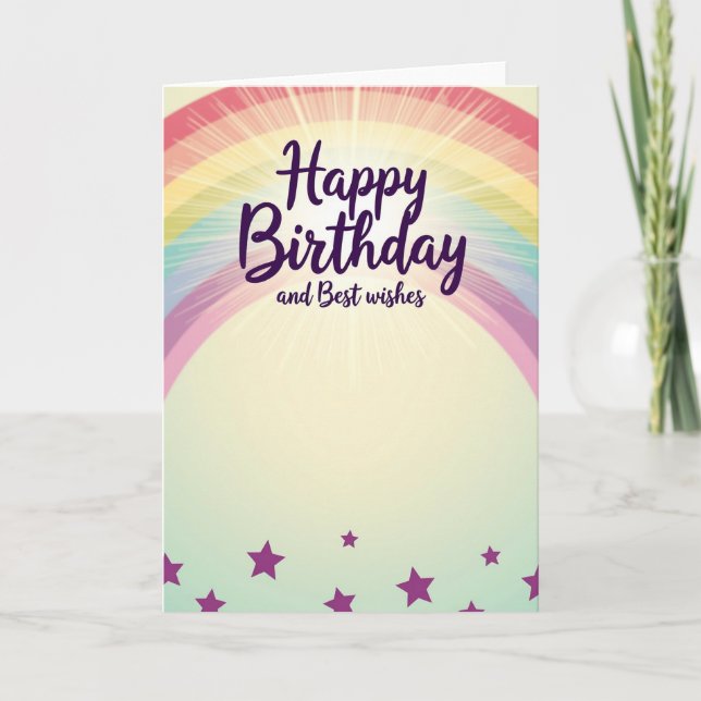 Carte d'arc en pastel pour un anniversaire joyeux (Devant)
