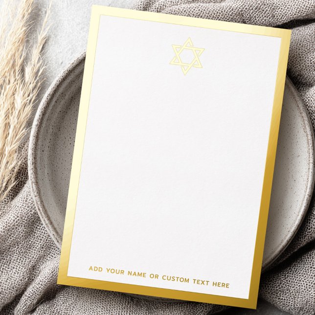 Carte d'argent ou d'or de l'étoile de David bordur (Star of David border silver or gold foil note card)