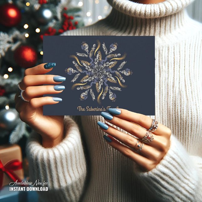 Carte Dark Blue & Gold Midnight Sparkle Stars New Year  (Créateur téléchargé)