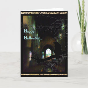 Carte Dark Church et Raven Happy Haloween