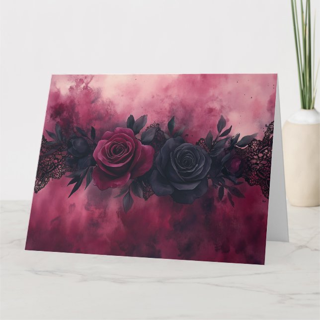 Carte Dark Romance : Rose gothique et dentelle (Devant)
