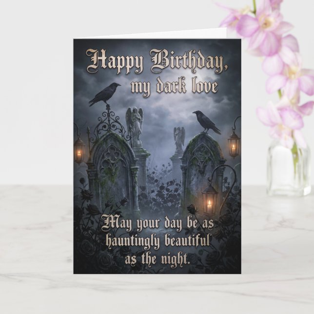 Carte Dark Romantic Eternal Gothic Love Raven Birthday  (Orchidée)
