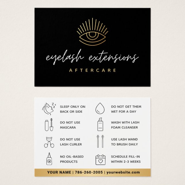 Carte d'arrière-garde Black Eyelash Extensions (Devant & derrière)