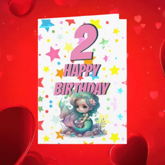 Carte d'arrivée mignonne sirène (Dive into the Magic of Our Mermaid Birthday Cards!)