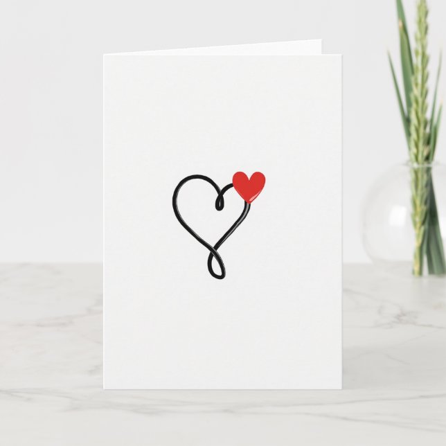 Carte d'art à cœur d'amour rouge (Devant)