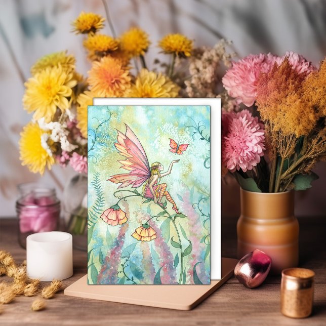 Carte d'art à l'aquarelle Papillon Fée (Créateur téléchargé)