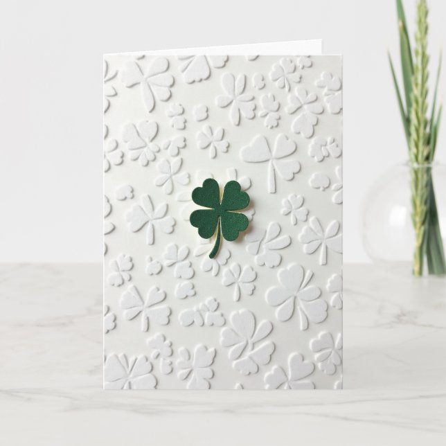 Carte d'art à motif de trèfle vert Lucky (Devant)