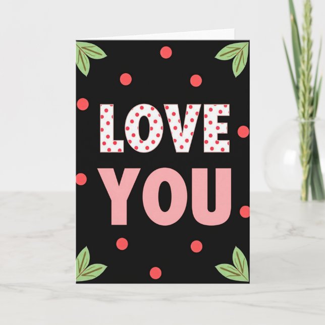 Carte d'art à pois « Je t'aime » (Devant)