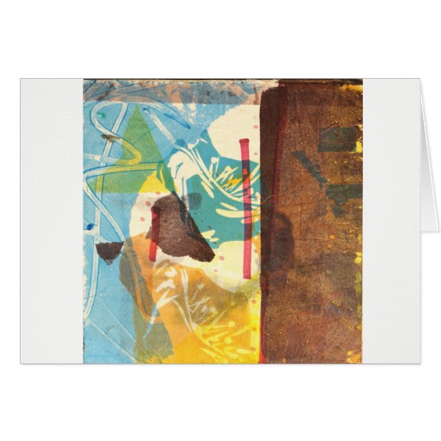 Carte d'art abstrait de pavot bleu (Devant horizontal)